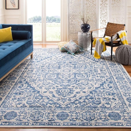 Safavieh 9 x 12 ft. Brentwood Vintage Power Loomed Rug Rug Ivory & Navy BNT832A-9